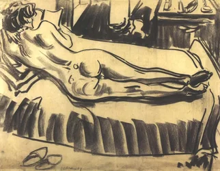 Reclining Nude on Sofa